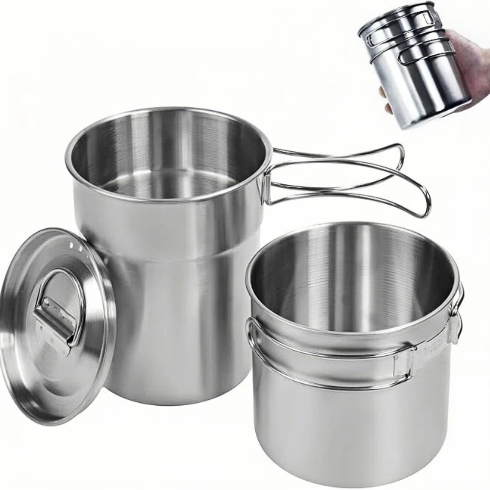 Camping Outdoor Cooking Set - Canecas Dobráveis para Camping, Panela de