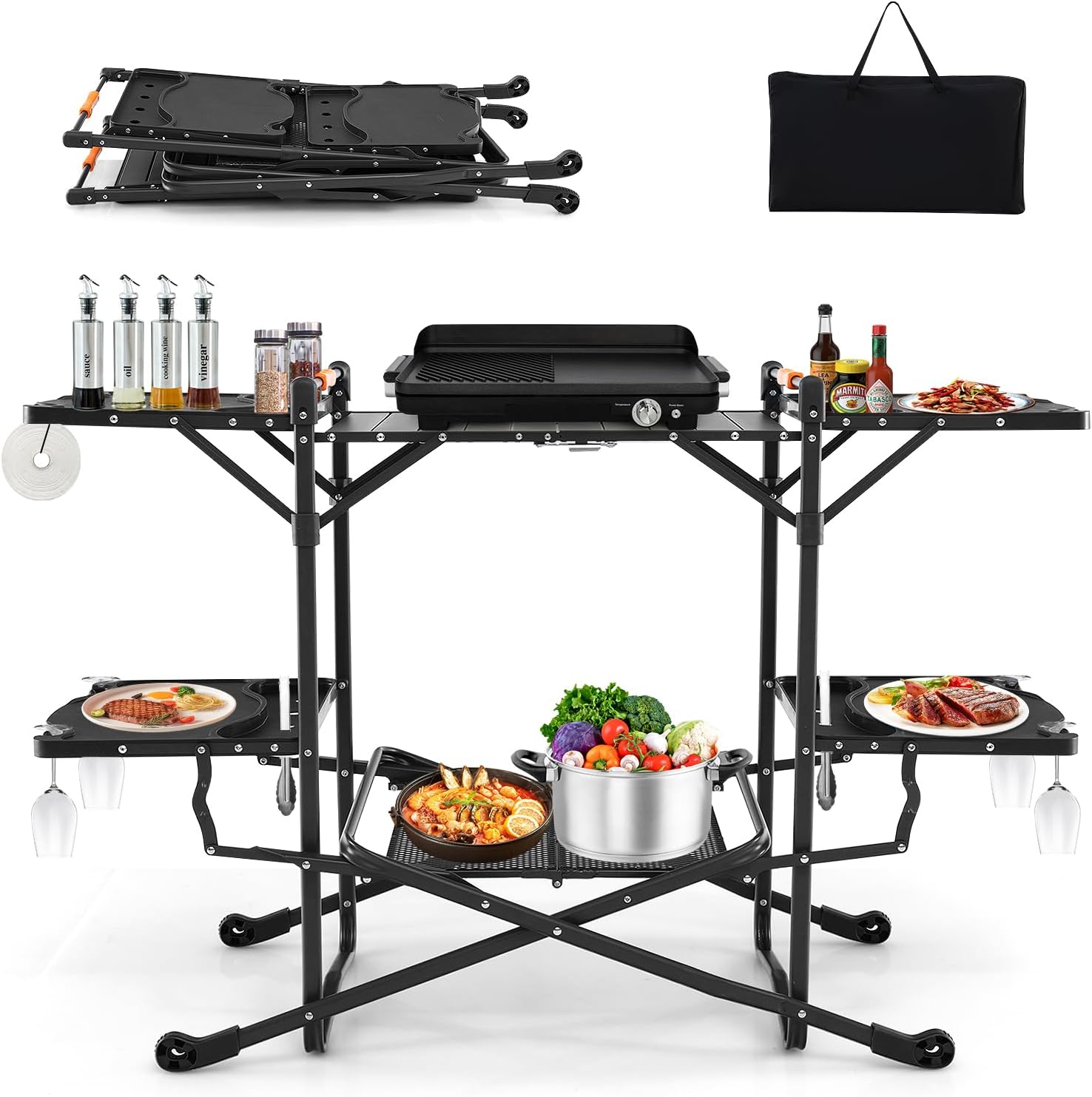 Camping Cooking Top - Mesa de Cozinha Portátil Dobrável para