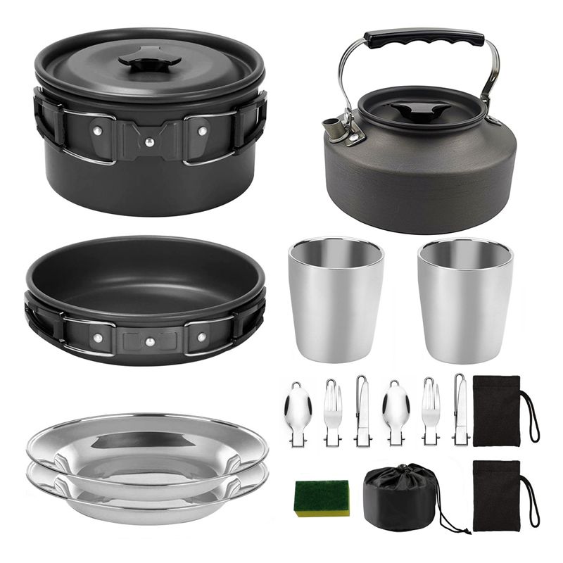 【Compradores】 Panelas de acamp - Camping Outdoor Cooking Set avaliação e preço