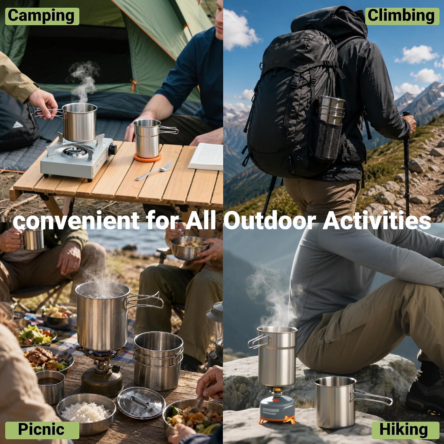 Canecas Dobráveis para Camping - Camping Outdoor Cooking Set avaliação e preço