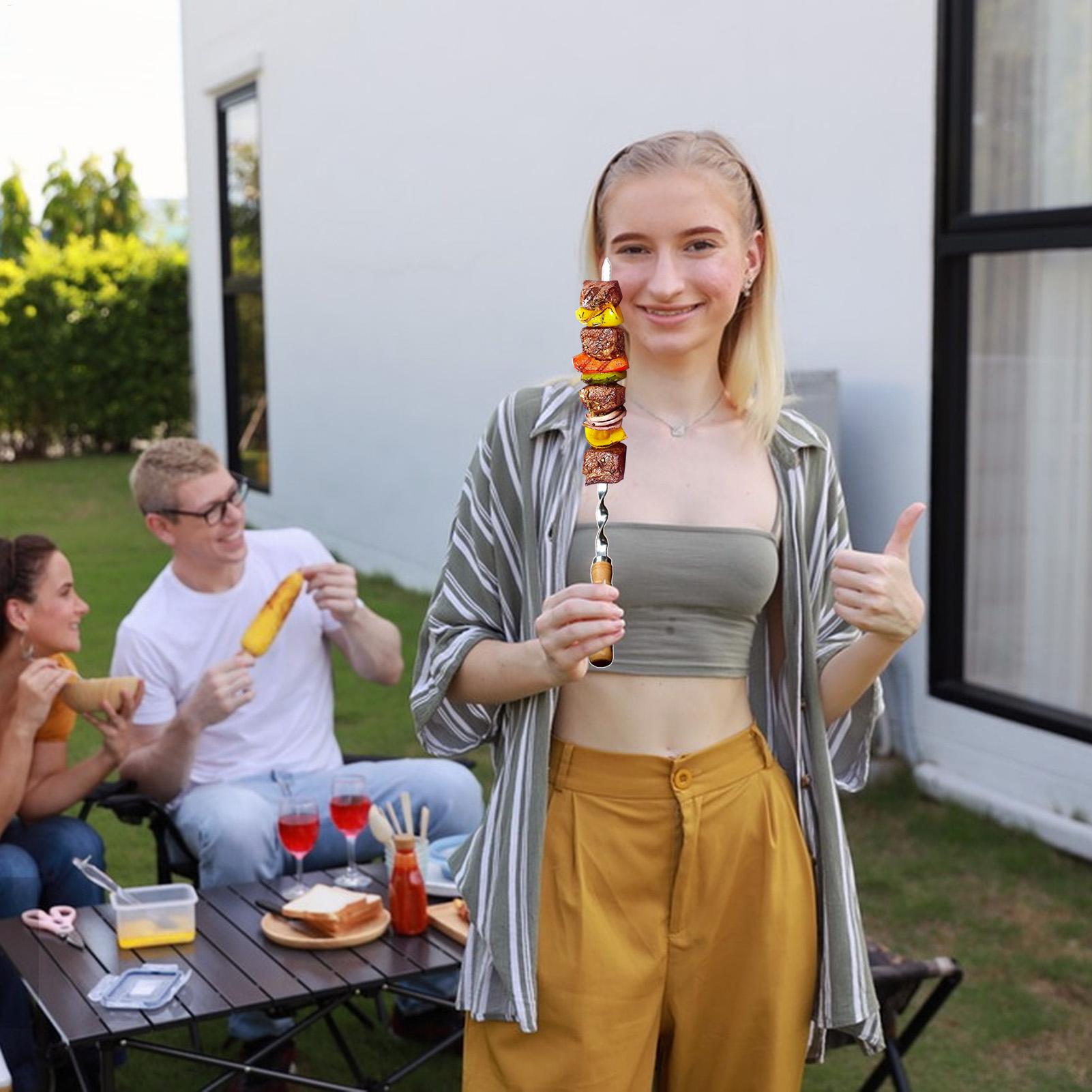 Espetos de grelhar de metal, e - Camping Cooking Vegetables avaliação e preço