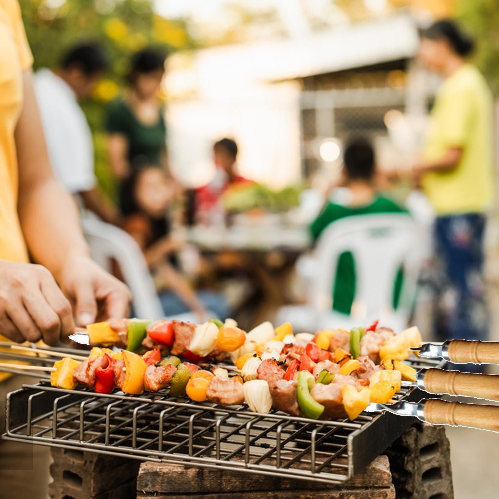 Espetos de grelhar de metal, e - Camping Cooking Vegetables avaliação e preço