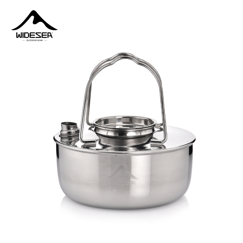 Widesea-Chaleira de aço inoxid - Camping Cooking Kettle avaliação e preço