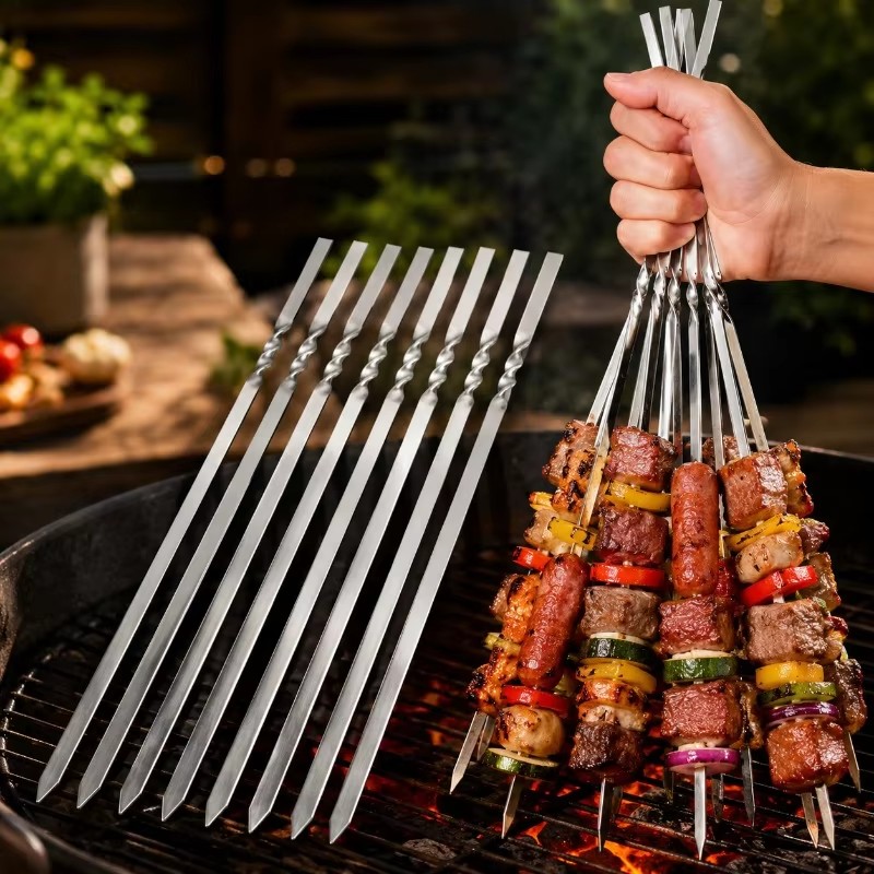 Espetos de Churrasco de Aço In - Camping Cooking Candle avaliação e preço