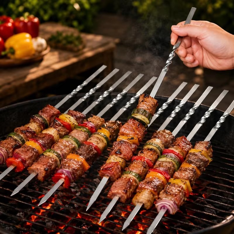 Espetos de Churrasco de Aço In - Camping Cooking Candle avaliação e preço